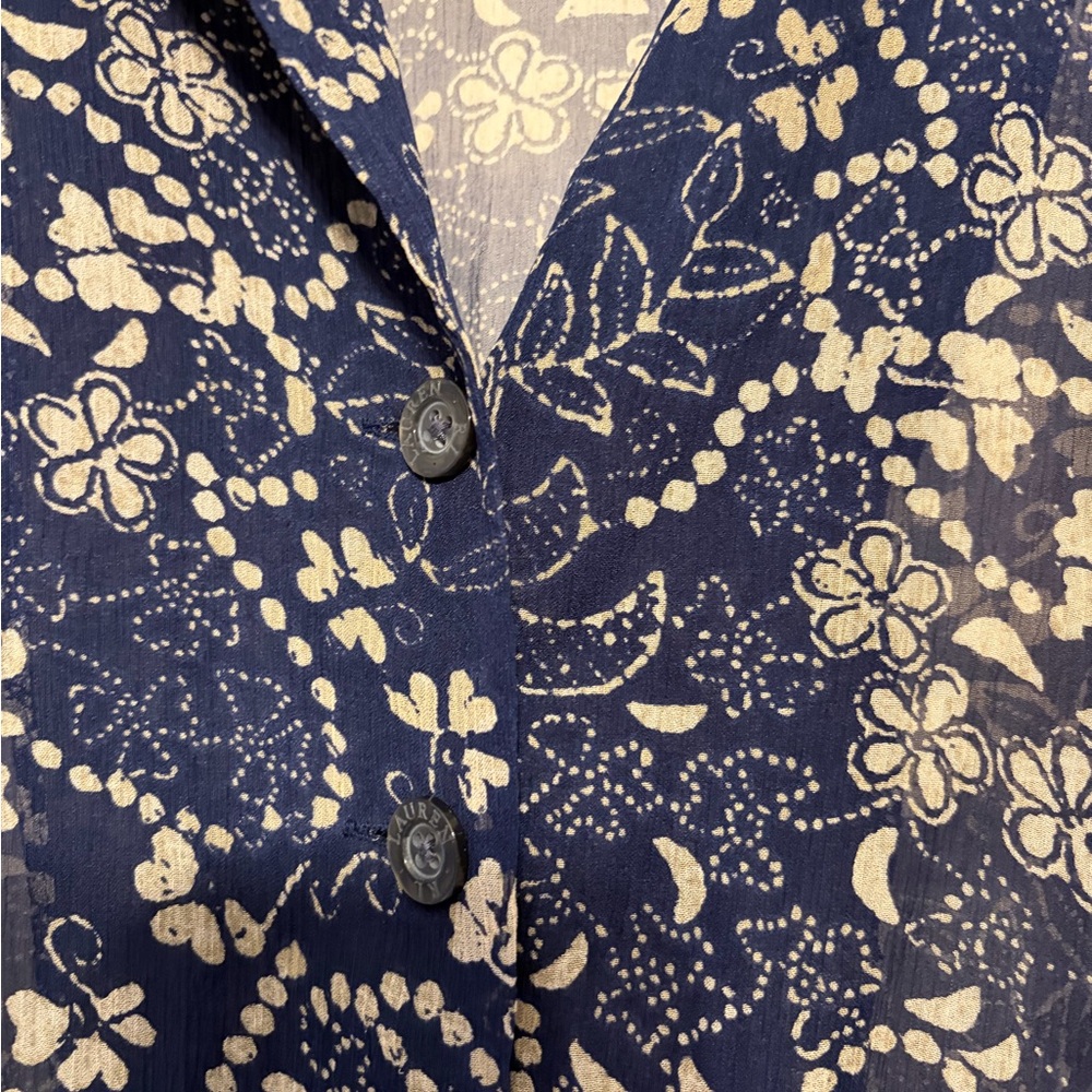 Lauren Ralph Lauren Navy and Cream Floral Maxi Dress